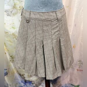 Dickies Women's Tan brown plaid Checkered A-Line Skirt Pleated school girl